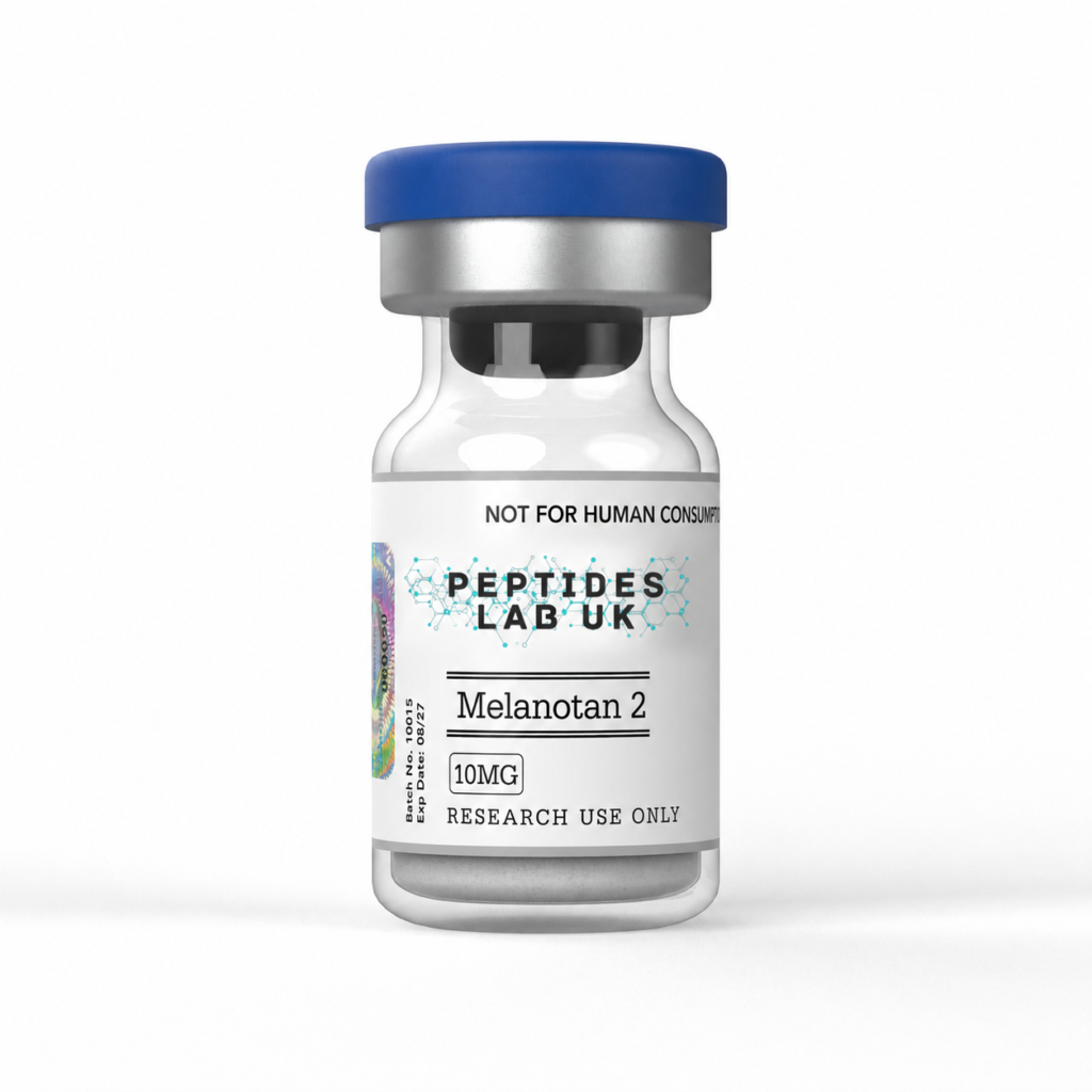 HPLC verified Melanotan 2 vial in a premium peptide laboratory UK environment